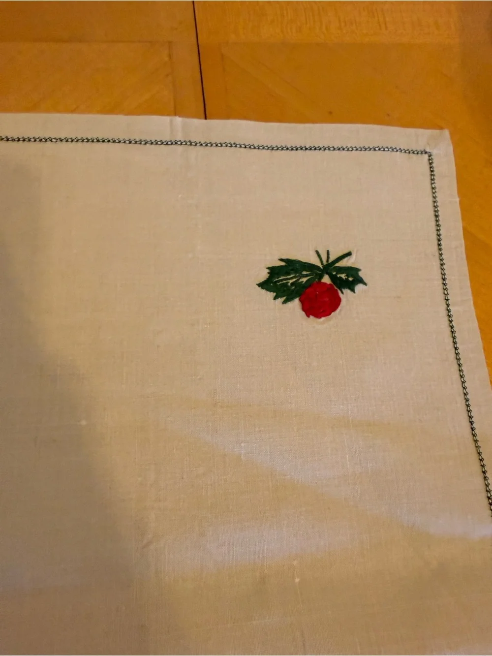 Vintage 1937 King George VI Coronation Embroidered Linen Tablecloth 35”